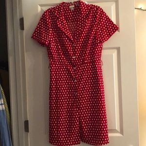 Red polka dotted collard dress